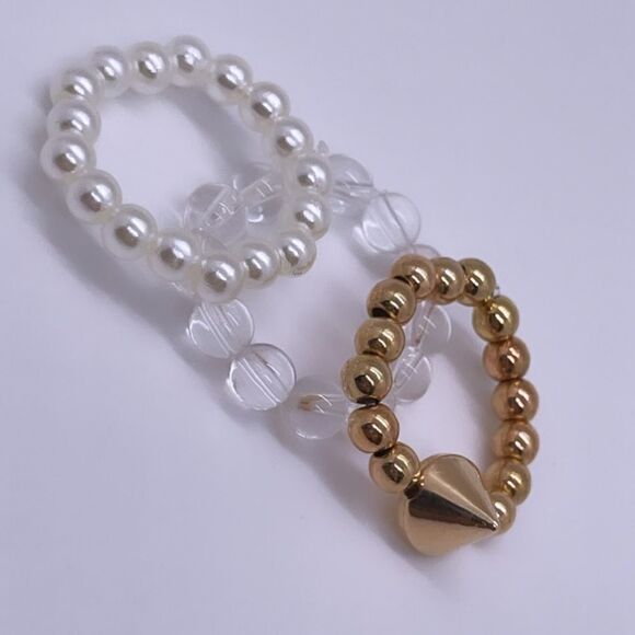 NWT Wool + Pepper Co. Beaded Ring Stack (3 Rings) - Picture 6 of 6